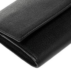 Pre Owned Yves Saint Laurent Black Textured Leather Document Clutch