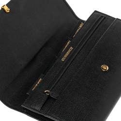 Pre Owned Yves Saint Laurent Black Textured Leather Document Clutch