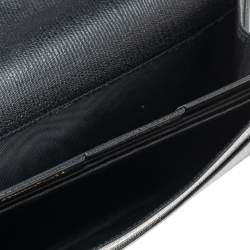 Pre Owned Yves Saint Laurent Black Textured Leather Document Clutch