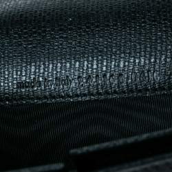 Pre Owned Yves Saint Laurent Black Textured Leather Document Clutch