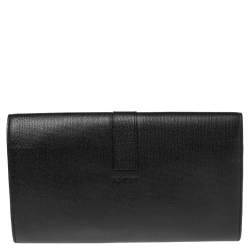 Pre Owned Yves Saint Laurent Black Textured Leather Document Clutch