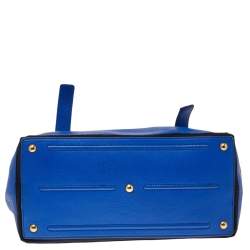 Yves Saint Laurent Blue/Black Leather And Canvas Muse Two Top Handle Bag