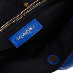 Yves Saint Laurent Blue/Black Leather And Canvas Muse Two Top Handle Bag