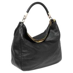 Pre Owned حقيبة هوبو إيف سان لوران رودي جلد مخرم أسود