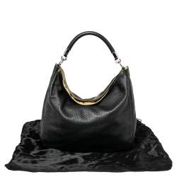 Pre Owned حقيبة هوبو إيف سان لوران رودي جلد مخرم أسود