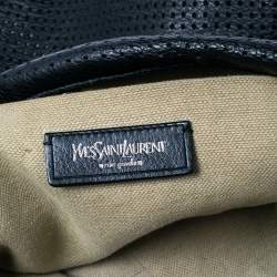 Pre Owned حقيبة هوبو إيف سان لوران رودي جلد مخرم أسود