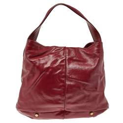 Pre Owned حقيبة هوبو إيف سان لوران قلاب جلد أحمر