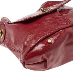 Pre Owned حقيبة هوبو إيف سان لوران قلاب جلد أحمر