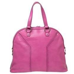 Pre Owned Yves Saint Laurent Bubble Gum Pink Leather Oversized Muse Bag