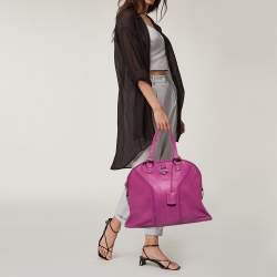 Pre Owned Yves Saint Laurent Bubble Gum Pink Leather Oversized Muse Bag