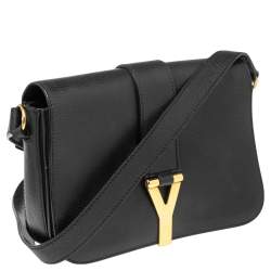Pre Owned Yves Saint Laurent Black Leather Medium Chyc Flap Bag