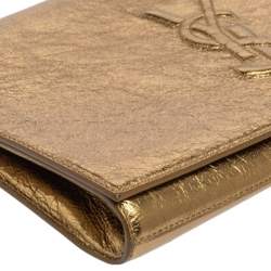 Pre Owned Yves Saint Laurent Metallic Gold Crinkled Leather Belle De Jour Clutch