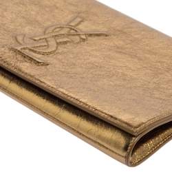 Pre Owned Yves Saint Laurent Metallic Gold Crinkled Leather Belle De Jour Clutch
