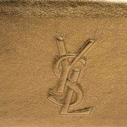 Pre Owned Yves Saint Laurent Metallic Gold Crinkled Leather Belle De Jour Clutch
