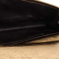 Pre Owned Yves Saint Laurent Metallic Gold Crinkled Leather Belle De Jour Clutch