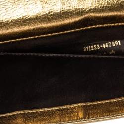Pre Owned Yves Saint Laurent Metallic Gold Crinkled Leather Belle De Jour Clutch