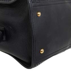 مملوكة مسبقًا حقيبة يد إيف سان لوران باريس كاباس شيك جلد مخرم أسود متوسطة