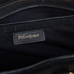 مملوكة مسبقًا حقيبة يد إيف سان لوران باريس كاباس شيك جلد مخرم أسود متوسطة