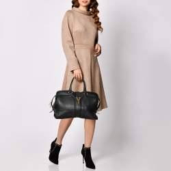 مملوكة مسبقًا حقيبة يد إيف سان لوران باريس كاباس شيك جلد مخرم أسود متوسطة