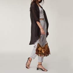 Pre Owned Yves Saint Laurent Metallic Brown Leather La Boheme Hobo