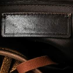 Pre Owned Yves Saint Laurent Metallic Brown Leather La Boheme Hobo