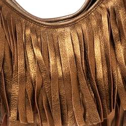 Pre Owned Yves Saint Laurent Metallic Brown Leather La Boheme Hobo