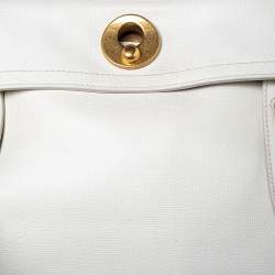 Pre Owned Yves Saint Laurent White/Brown Leather And Suede Muse Two Top Handle Bag