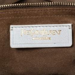 Pre Owned Yves Saint Laurent White/Brown Leather And Suede Muse Two Top Handle Bag