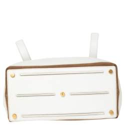 Pre Owned Yves Saint Laurent White/Brown Leather And Suede Muse Two Top Handle Bag