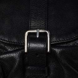 Pre Owned Yves Saint Laurent Black Leather Mini Front Pocket Mombasa Hobo