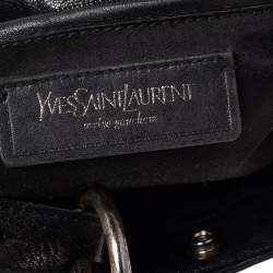 Pre Owned Yves Saint Laurent Black Leather Mini Front Pocket Mombasa Hobo