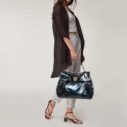 Yves Saint Laurent Deep Green Patent Leather and Suede Large Muse Two Bag