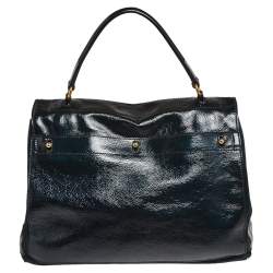 Yves Saint Laurent Deep Green Patent Leather and Suede Large Muse Two Bag