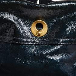 Yves Saint Laurent Deep Green Patent Leather and Suede Large Muse Two Bag