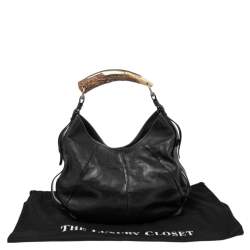 Pre Owned Yves Saint Laurent Black Leather Mombasa Hobo