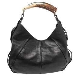 Pre Owned Yves Saint Laurent Black Leather Mombasa Hobo