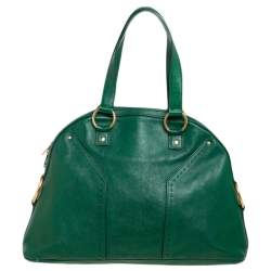 Pre Owned حقيبة ساتشل أيف سان لوران موس متوسطة جلد أخضر