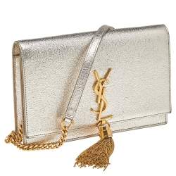 Pre Owned Yves Saint Laurent Gold Leather Small Kate Shoulder Bag