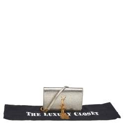 Pre Owned Yves Saint Laurent Gold Leather Small Kate Shoulder Bag