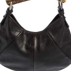 Pre Owned حقيبة هوبو سان لوران موباسا مينى جلد أسود