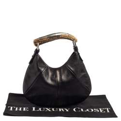 Pre Owned حقيبة هوبو سان لوران موباسا مينى جلد أسود