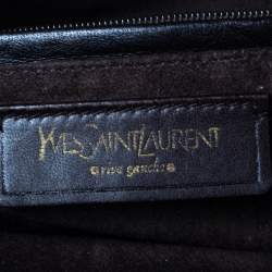 Pre Owned حقيبة إيف سان لوران YSL جلد نعام بنية 32 