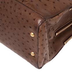 Pre Owned حقيبة إيف سان لوران YSL جلد نعام بنية 32 