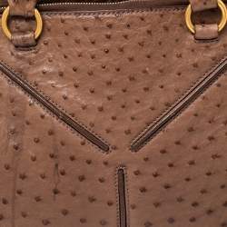 Pre Owned حقيبة إيف سان لوران YSL جلد نعام بنية 32 