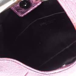 Pre Owned Yves Saint Laurent Metallic Pink Leather Mini Mombasa Hobo