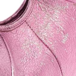 Pre Owned Yves Saint Laurent Metallic Pink Leather Mini Mombasa Hobo