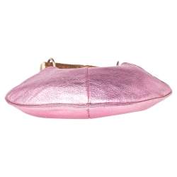 Pre Owned Yves Saint Laurent Metallic Pink Leather Mini Mombasa Hobo
