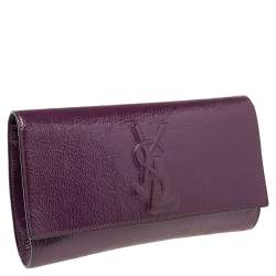 Pre Owned حقيبة كلتش أيف سان لوران بل دو جور قلاب جلد لامع أرجواني