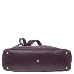 Pre Owned Yves Saint Laurent Purple Leather Oversized Muse Satchel