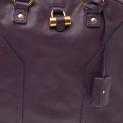 Pre Owned Yves Saint Laurent Purple Leather Oversized Muse Satchel